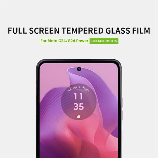Pinwuyo Moto Vollflächig gehärtetes Glas Schwarz (Motorola Moto G24)