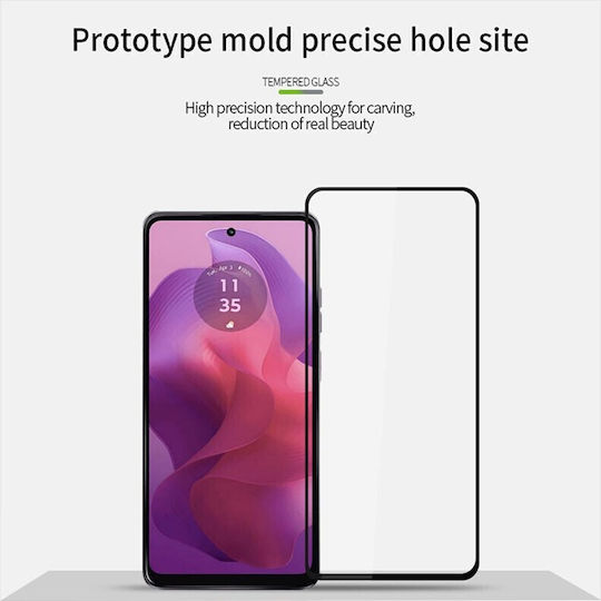 Pinwuyo Moto Vollflächig gehärtetes Glas Schwarz (Motorola Moto G24)