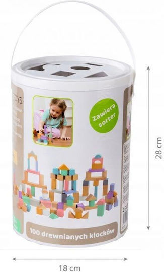 Ecotoys Bauklötze Set Hölzernes für 1.5+ Jahre 100 Stück