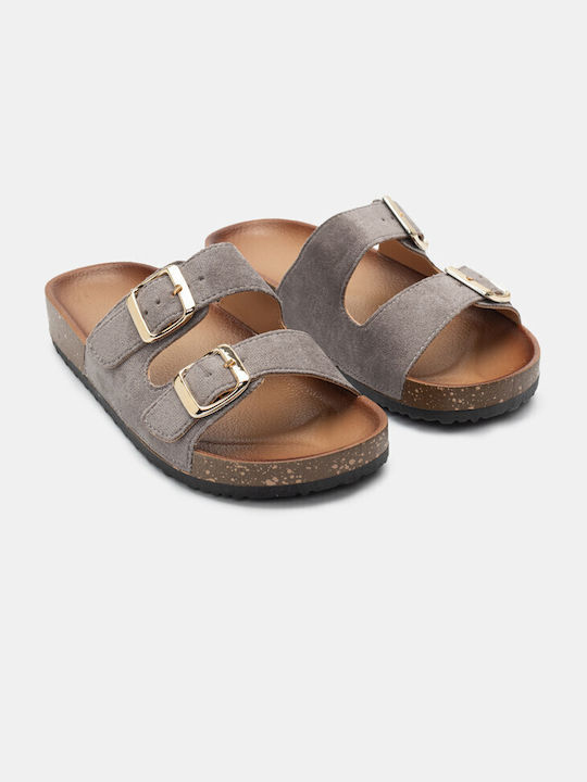 Luigi Women's Flat Sandals Flatforms in Gray Color