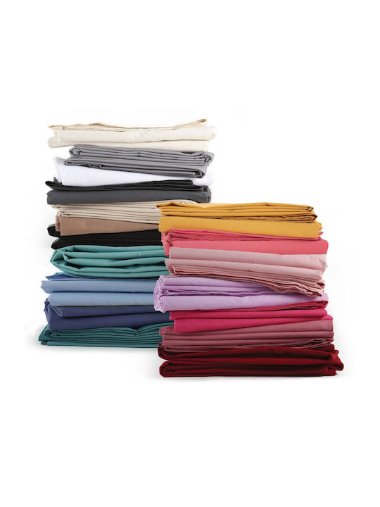 Nef-Nef Homeware Sheet Semi Double with Elastic 120x200+30cm. Basic 970 Bordo