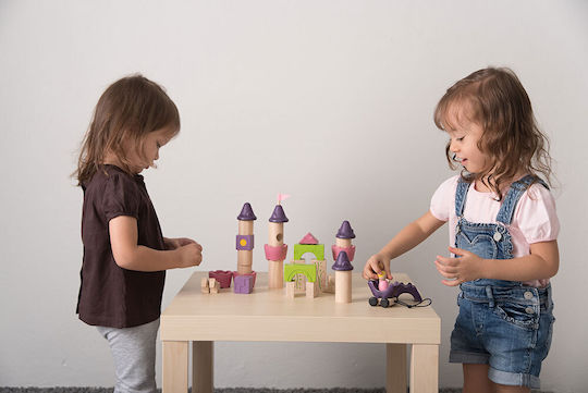 Plan Toys Cuburi De Construit Castel De Poveste Din Lemn Pentru 3+ Ani 35 Bucăți