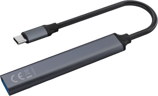 Savio USB Хъб 4 Порта USB 3.1 с USB-C Връзка Сив