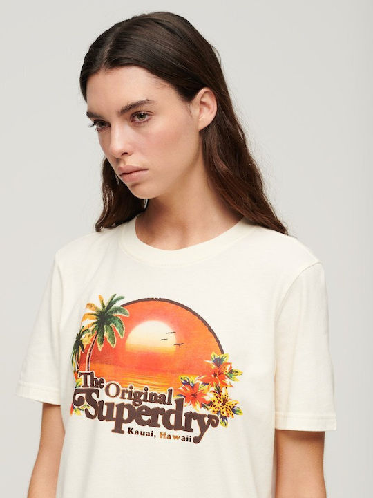 Superdry Γυναικείο T-shirt Μπεζ