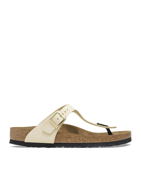 Gizeh Nubuk Leather Leather Women's Flat Sandals Anatomic in Ecru Color Regular Fit