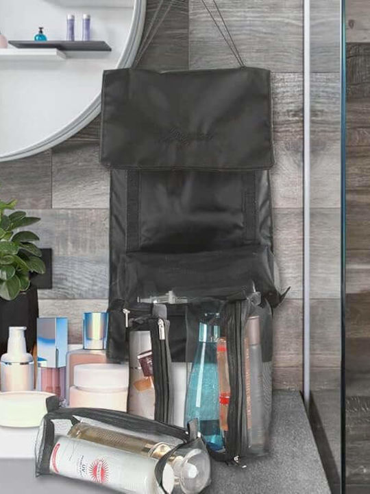 Kosmetiktasche Make-up Organizer Kulturtasche 4 Fächer 55x23cm Schwarz