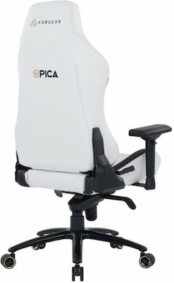 Forgeon Spica Din piele Scaun Gaming Din piele ecologică cu Brațe Reglabile Albă