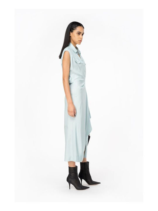 Amityville Summer Midi Shirt Dress Light Blue