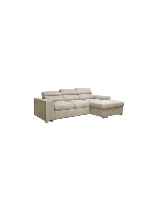 Ricci Corner Fabric Sofa Bed with Right Corner Beige 242x170cm