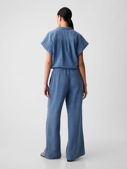 High Waist Women's Jean Trousers Blue Denim Wash