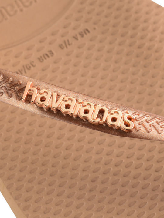 Square Logo Metallic Flip Flops In Pink Colour