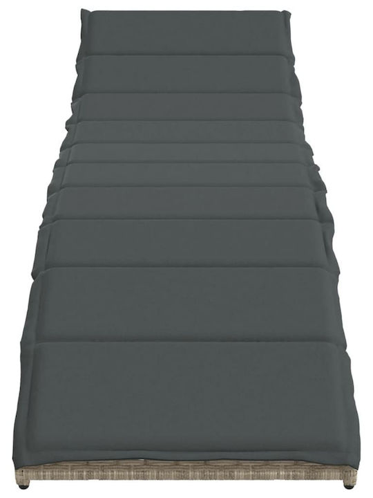Ξαπλώστρα Rattan με Μαξιλάρι Γκρι 199x55x50εκ.