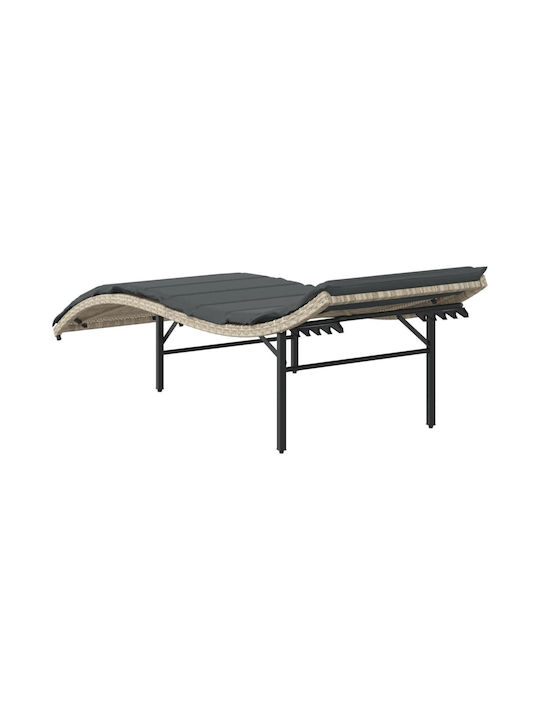 Ξαπλώστρα Rattan με Μαξιλάρι Γκρι 199x55x50εκ.