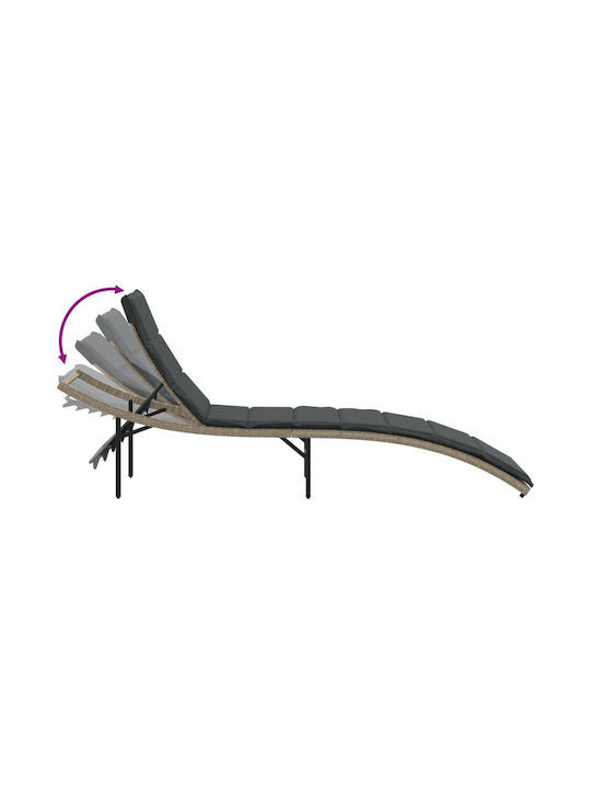 Ξαπλώστρα Rattan με Μαξιλάρι Γκρι 199x55x50εκ.