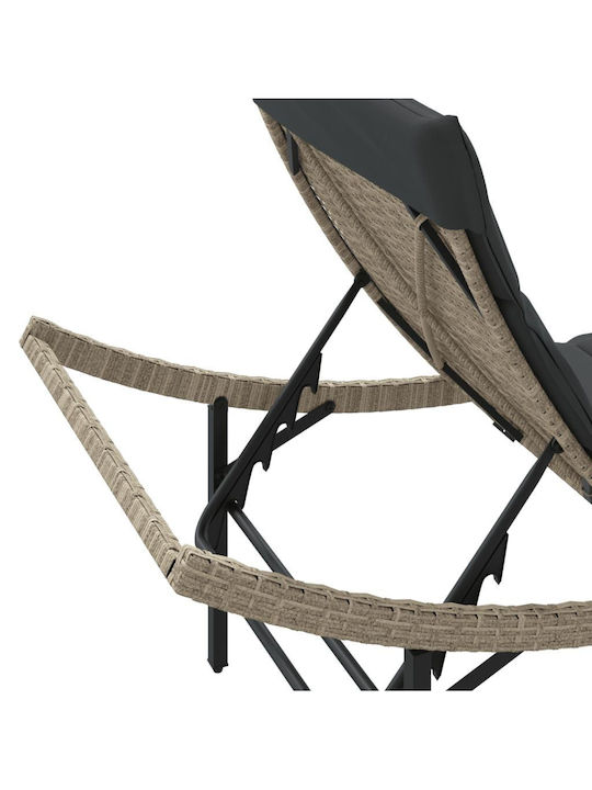 Ξαπλώστρα Rattan με Μαξιλάρι Γκρι 199x55x50εκ.
