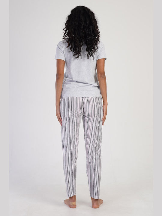 Vienetta Secret Summer Cotton Women's Pyjama Pants Gray 311056