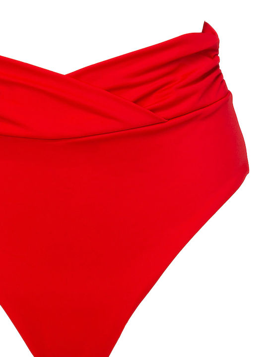 Bikini Slip Hohe Taille Rot