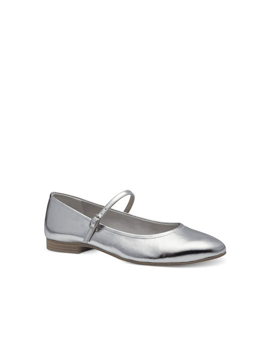 Tamaris Anatomic Patent Leather Ballerinas Silver