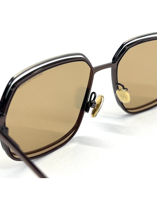 Kreuzbergkinder Men's Sunglasses with Brown Metal Frame and Brown Lens MANHATTAN C1 56