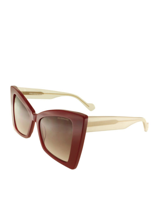 Kreuzbergkinder Women's Sunglasses with Red Plastic Frame and Red Gradient Lens LOVE POTION C3