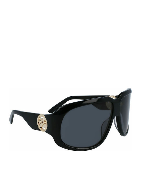Longchamp Women's Sunglasses with Black Plastic Frame and Black Lens