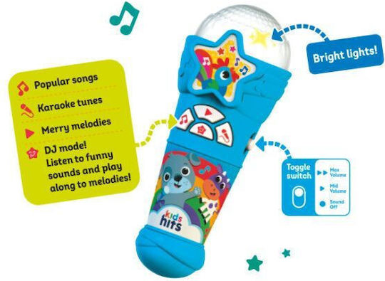 Kids Hits Μουσικό Όργανο Φωτεινό Μικρόφωνο Μπλε (Μιλάω Ελληνικά) με Μουσική για 24+ Μηνών