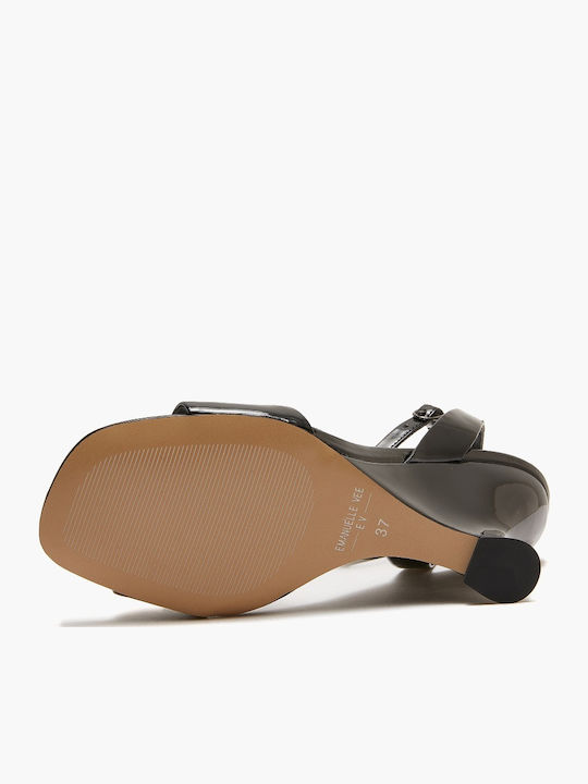 Emanuelle Vee Keilabsatz Riemchensandalen Lack Schwarz Emanuelle Vee Keilabsatz Riemchensandalen Lack Schwarz