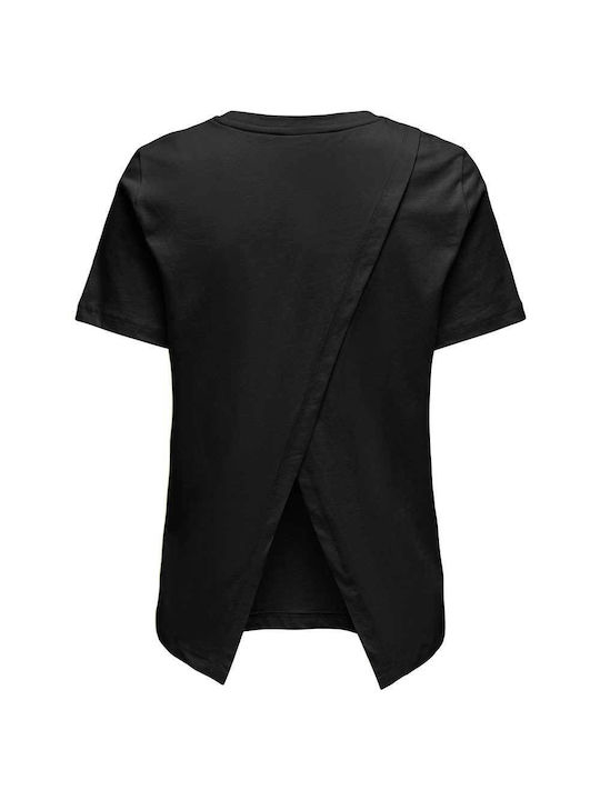 Only Damen Sportliches Bluse Kurzärmelig Schwarz