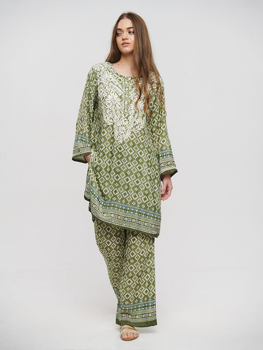 Ble Resort Collection Pantaloni de damă De material textil Pantaloni GREEN