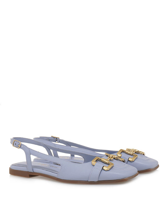 Lara Conte Madrid Leather Slingback Ballerinas Light Blue