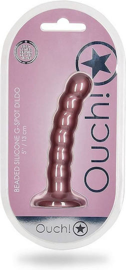 Dummy silicon cu nervuri și margele de silicon G Spot Dildo Rose Gold 14cm