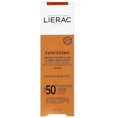 Lierac Sunissime BB Fluid Anti Age Global Golden Sunscreen Cream Face SPF50+ with Color 40ml