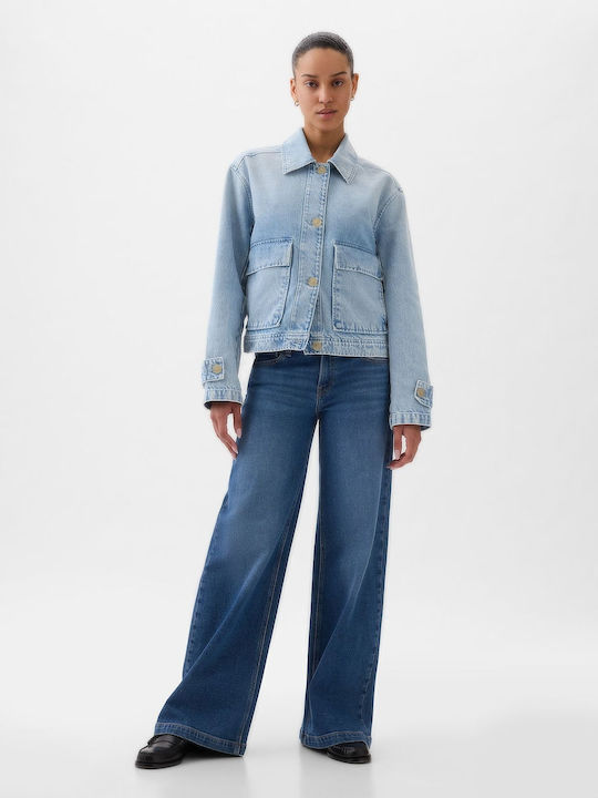 GAP Women's Long Jean Jacket for Spring or Autumn Blue