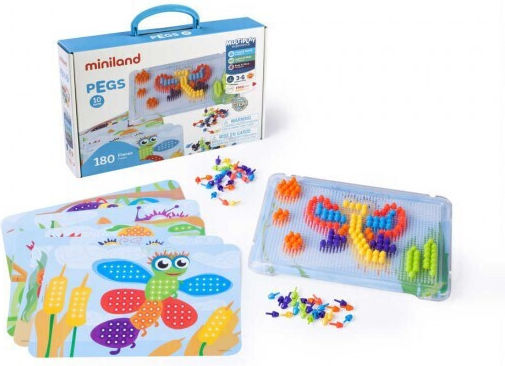 Miniland Παιχνίδι Κατασκευών Πλαστικό Pegs 180τμχ για Παιδιά 3+ Ετών