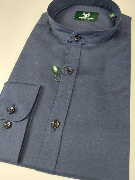 Langärmlig Leinen Hemd Blue