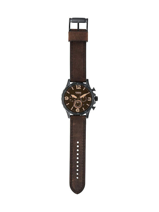 Fossil Men's Watch 50mm Chronograph Battery with Brown Leather Strap