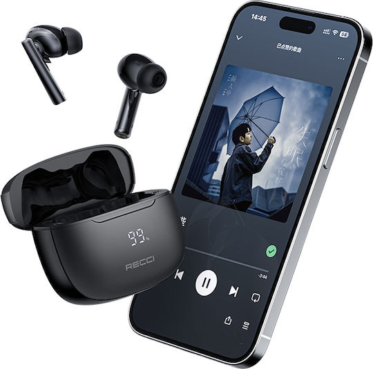 Recci Warrior TWS In ear Bluetooth хендсфри Слушалки с Кутийка за Зареждане Черен