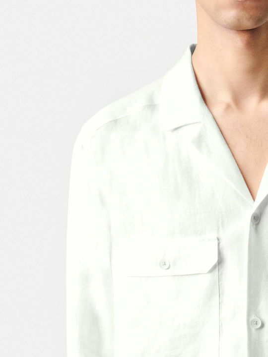 Drykorn Herrenhemd Overshirt Leinen Off White