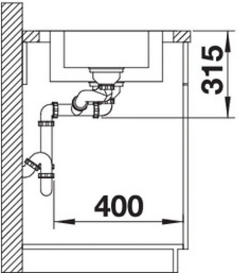 Blanco Dinas 6 S 523375 Drop-In Sink Inox Brushed W100xD50cm Gray