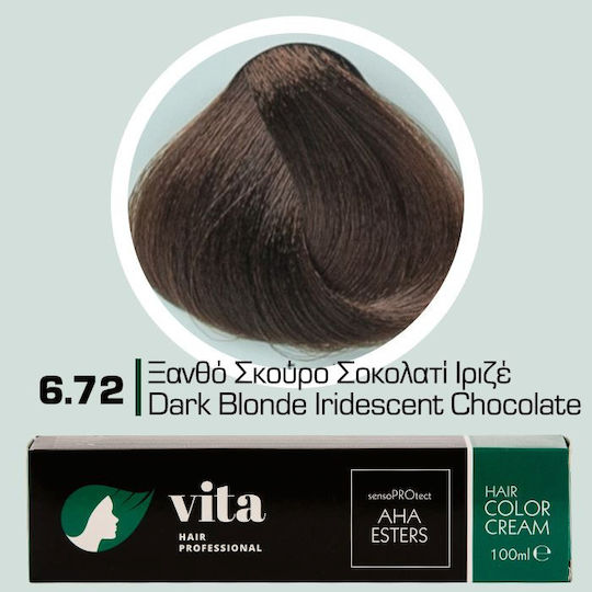Vita Hair Professional Βαφή Μαλλιών 6.72 - Ξανθό Σκούρο Σοκολατί Ιριζέ 100ml