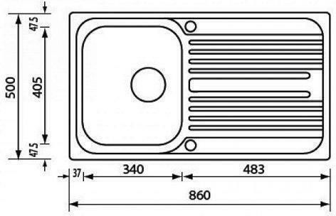 Sanitec Atlantic Ένθετος Νεροχύτης Αριστερός Inox Σατινέ Μ86xΠ50cm Ασημί