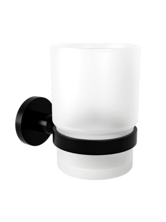 Verdi Sigma Glass Cup Holder Wall Mounted Black Matt