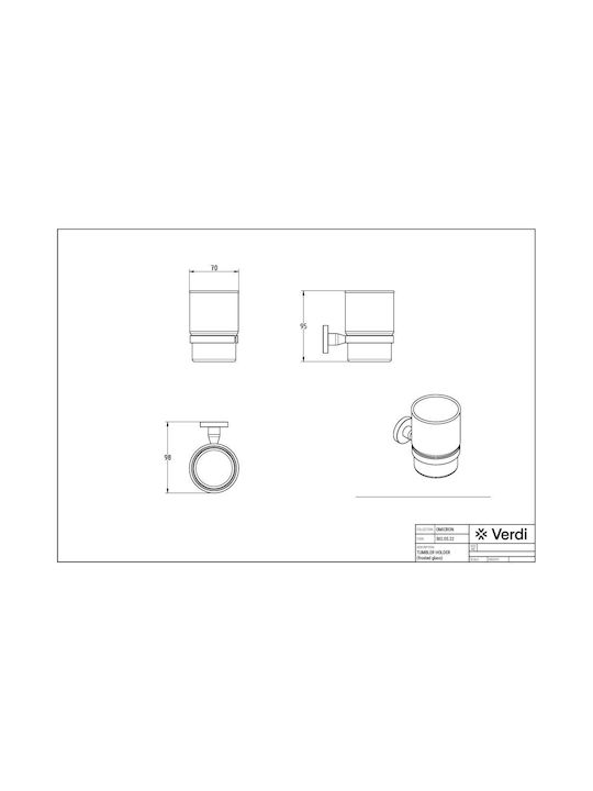 Verdi Omicron Wandmontiert Getränkehalter Glas Black Matt