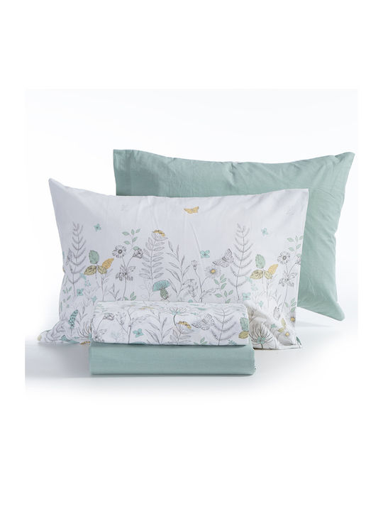 Nef-Nef Homeware Spring Σετ Σεντόνια Υπέρδιπλα 240x270εκ. Mint (4τμχ)