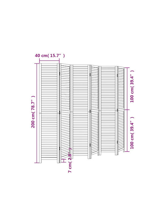 vidaXL Decorative Room Divider Wooden with 6 Panels 210x200cm