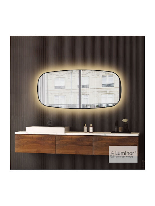Luminor Badezimmerspiegel LED Berührung aus Metall 50x110cm Schwarz