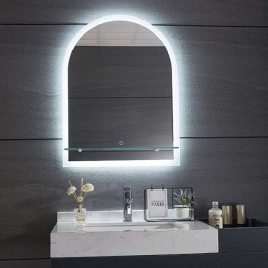 Gloria Solo Semicircular Bathroom Mirror Led Touch 50x70cm