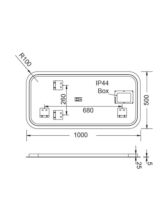 Luminor Καθρέπτης Μπάνιου Led Αφής 50x100cm
