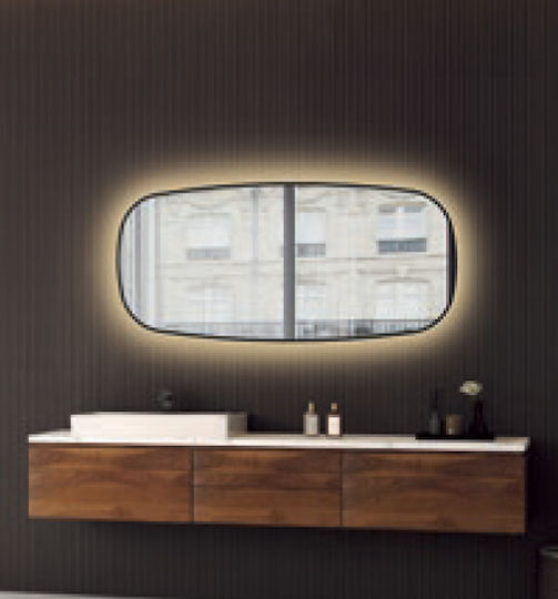 Luminor Oglindă de Baie Lumini LED Atingere 50x110cm Negru