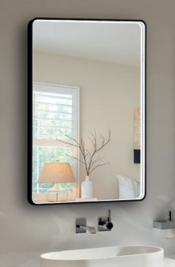 Luminor Rectangular Bathroom Mirror Led Metal 60x80cm Black